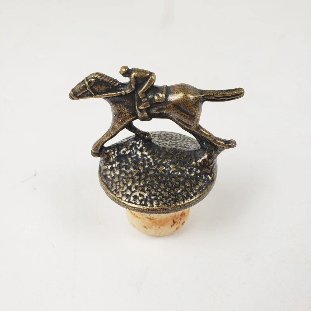 Blantons Bourbon Horse Bottle Stopper Letter A Jockey Antique Bronze Finish